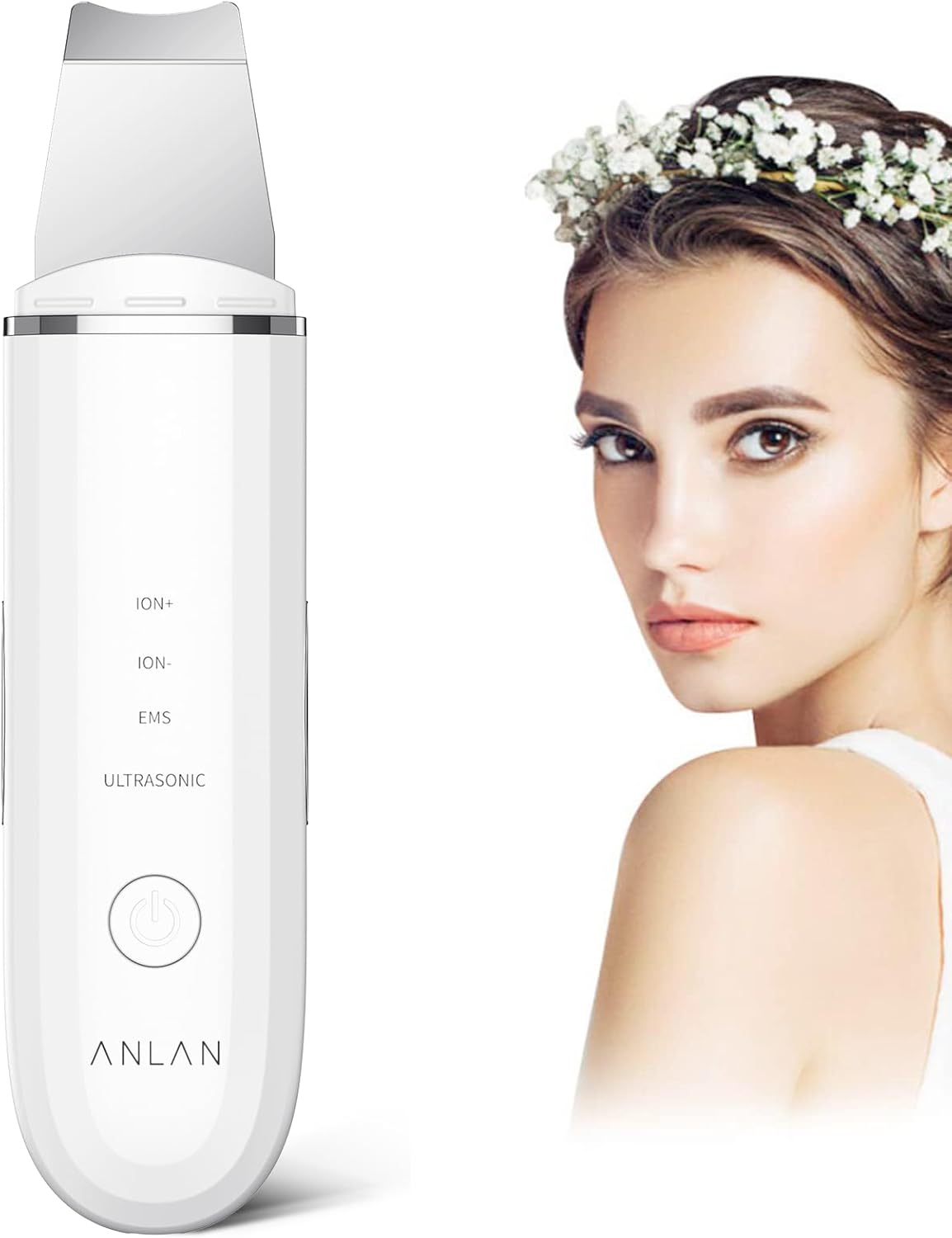 Pulizia Viso Ultrasuoni, ANLAN Skin Scrubber Professionale Per Pulizia Profonda la Viso Peeling e Cura,4 Modalità Rimozione di Comedone Punti Neri Rimozione, USB Ricaricabile