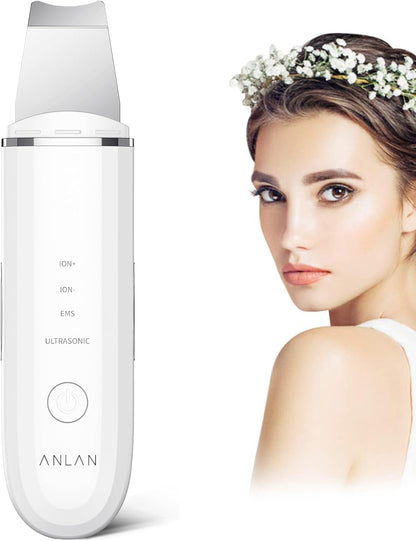 Pulizia Viso Ultrasuoni, ANLAN Skin Scrubber Professionale Per Pulizia Profonda la Viso Peeling e Cura,4 Modalità Rimozione di Comedone Punti Neri Rimozione, USB Ricaricabile