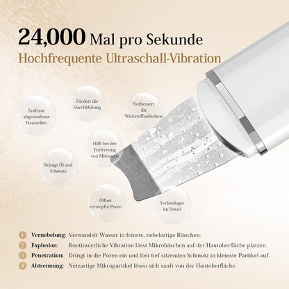 Pulizia Viso Ultrasuoni, ANLAN Skin Scrubber Professionale Per Pulizia Profonda la Viso Peeling e Cura,4 Modalità Rimozione di Comedone Punti Neri Rimozione, USB Ricaricabile