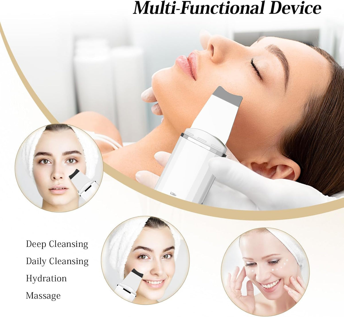 Pulizia Viso Ultrasuoni, ANLAN Skin Scrubber Professionale Per Pulizia Profonda la Viso Peeling e Cura,4 Modalità Rimozione di Comedone Punti Neri Rimozione, USB Ricaricabile